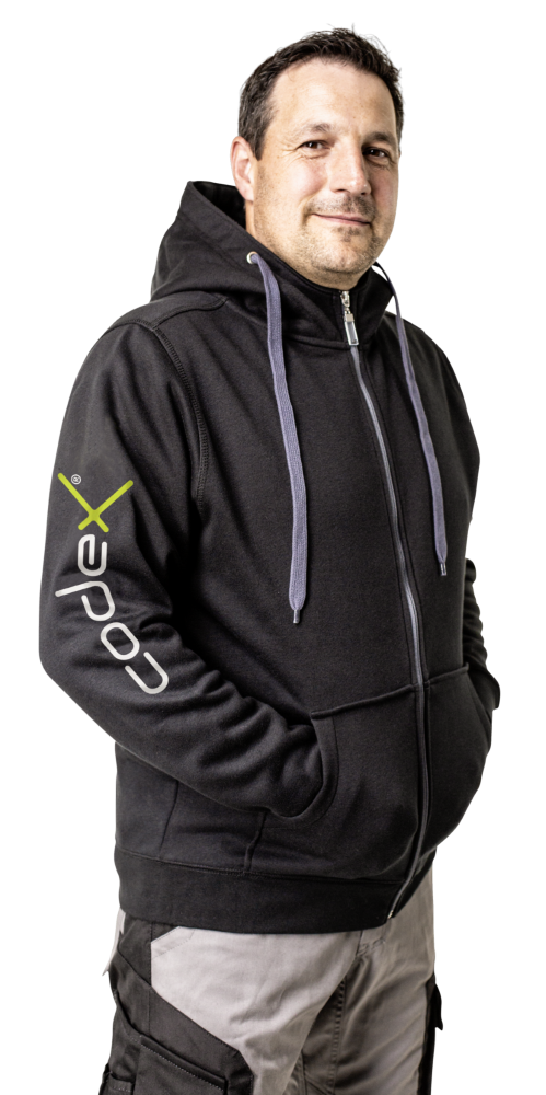 codex Hoodie Bequemer codex Hoodie mit durchgehendem Reißverschluss in schwarz