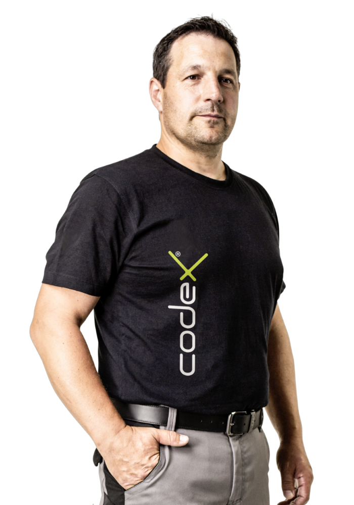 codex T-Shirt Körperbetontes schwarzes codex T-Shirt aus 100% Baumwolle.