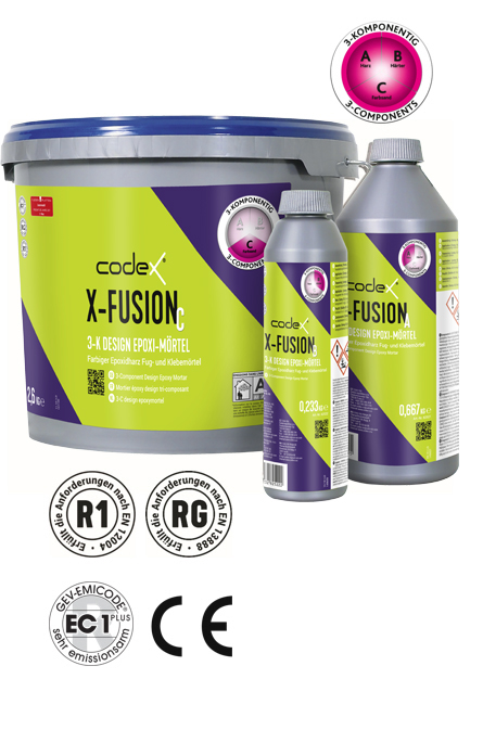 codex X-Fusion inklusive aller Labels Dummy des codex 3-K Design Epoxi Mörtel X-Fusion, inkl. der Produktkennzeichnungs-Label